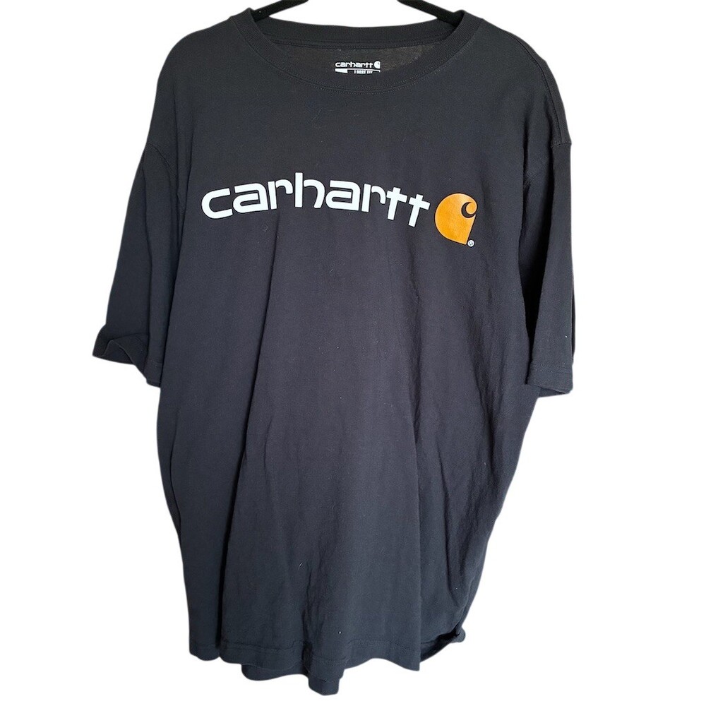 Carhartt T-Shirt Mens Size L Black Heavyweight Logo Graphic Crew Neck